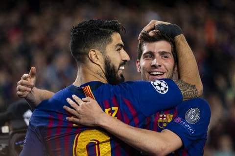 01 05 2019 xslx Football Champions League FC Barcelona FC Liverpool emspor v l Luis Suarez FC Barcelona Celebrates the goal to 1-0 with Sergi Roberto FC Barcelona DFL DFB REGULATIONS PROHIBIT ANY USE OF PHOTOGRAPHS as IMAGE SEQUENCES and or QUASI VIDEO Barcelona