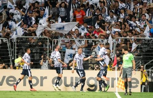 Monterrey s players celebrate a goal during the second leg match of the Concacaf Champions League Final between the Rayados de Monterrey and the Tigres UANL, at the BBVA stadium, in Monterrey, Mexico, 01 May 2019. Final: Monterrey vs. Tigres !ACHTUNG: NUR REDAKTIONELLE NUTZUNG!  Copyright: xMiguelxSierrax AME8101 20190502-636923711690054104
