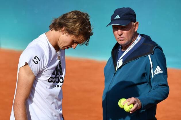 Alexander Zverev with his father AVater and coach Alexander Michailowitsch Swerew at the training tennis BMW Open 2019 on 02 05 2019 in Munich