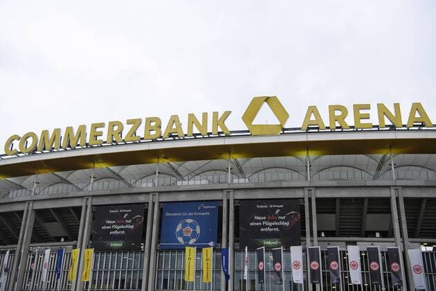 02 05 2019 xkvx Football UEFA Europa League Eintracht Frankfurt Chelsea London emspor v l Stadium Exterior Logo DFL DFB REGULATIONS PROHIBIT ANY USE OF PHOTOGRAPHS as IMAGE SEQUENCES and or QUASI VIDEO Frankfurt am Main