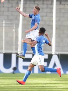 Germany v Italy UEFA EURO EM Europameisterschaft Fussball U17 U 17 Championship Nicholas Bonfanti of Italy celebrates after scoring a goal during the UEFA Euro U17 Championship match at Tallaght Stadium, Tallaght Content Not Available For UK Newspapers Copyright: xYannisxHalasx FIL-13210-0008