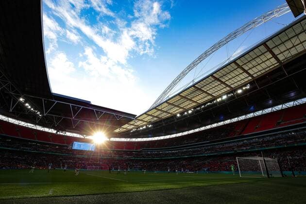 4th May 2019, Wembley Stadium, London, England; Womens FA Cup football final, Manchester City versus West Ham United; General view from inside Wembley Stadium as the sun sets  ActionPlus12130944 JohnxPatrickxFletcher