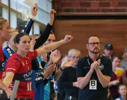 04 05 2019 Germany Ludwigsburg Handball 1 Bundesliga Women 24 Matchday Season 2018 2019 SG BBM Bietigheim vs BVB Borussia Dortmund Coach Martin Albertsen BBM cheers