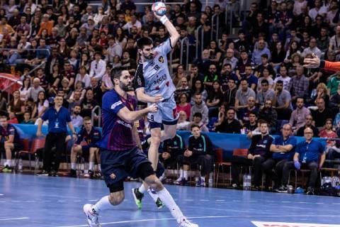 May 4, 2019 - Barcelona, Barcelona, Spain - Eduardo Gurbindo, 18 of HBC Nantes during the VELUX EHF Champions League, quarter final, 2nd leg match between FC Barcelona Barca Lassa and HBC Nantes on May 04, 2019 at Palau Blaugrana, in Barcelona, Spain. Handball: VELUX EHF Champions League - FC Barcelona Lassa v HBC Nantes - ZUMAa181 20190504_zaa_a181_522 Copyright: xAFP7x