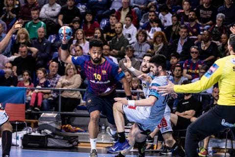 May 4, 2019 - Barcelona, Barcelona, Spain - Timothey N guessan, 19 of FC Barcelona Barca Lassa during the VELUX EHF Champions League, quarter final, 2nd leg match between FC Barcelona Lassa and HBC Nantes on May 04, 2019 at Palau Blaugrana, in Barcelona, Spain. Handball: VELUX EHF Champions League - FC Barcelona Lassa v HBC Nantes - ZUMAa181 20190504_zaa_a181_500 Copyright: xAFP7x