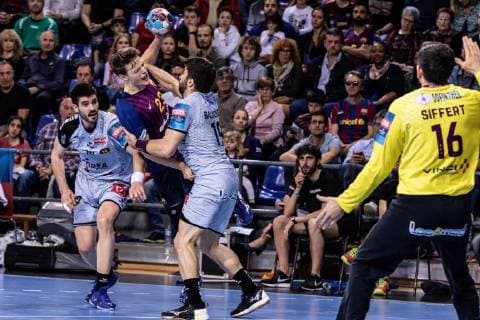 May 4, 2019 - Barcelona, Barcelona, Spain - Jure Dolenec, 23 of FC Barcelona Barca Lassa during the VELUX EHF Champions League, quarter final, 2nd leg match between FC Barcelona Lassa and HBC Nantes on May 04, 2019 at Palau Blaugrana, in Barcelona, Spain. Handball: VELUX EHF Champions League - FC Barcelona Lassa v HBC Nantes - ZUMAa181 20190504_zaa_a181_489 Copyright: xAFP7x