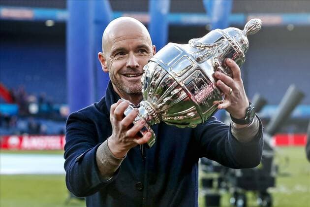 Sport Bilder des Tages ROTTERDAM, 05-05-2019 Stadium de Kuip, Season 2018 2019 Dutch Cup Final for the KNVB beker. Ajax trainer coach Erik ten Hag celebrating the win after the game Willem II - Ajax (Cup Final) (0-4). Willem II - Ajax (Cup Final)  x3329721x