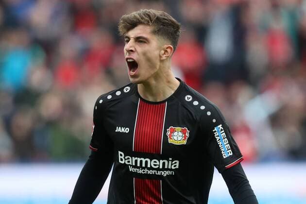 05.05.2019, Fussball, Saison 2018 2019, Bundesliga, 32. Spieltag - Bayer Leverkusen - Eintracht Frankfurt Kai Havertz (Bayer Leverkusen) DFL REGULATIONS PROHIBIT ANY USE OF PHOTOGRAPHS AS IMAGE SEQUENCES AND OR QUASI-VIDEO. Leverkusen BayArena NRW Deutschland *** 05 05 2019 Football Season 2018 2019 Bundesliga 32 Matchday Bayer Leverkusen Eintracht Frankfurt Kai Havertz Bayer Leverkusen DFL REGULATIONS PROHIBIT ANY USE OF PHOTOGRAPHS AS IMAGE SEQUENCES AND OR QUASI VIDEO Leverkusen BayArena NRW Germany