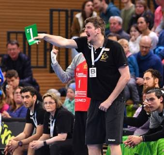 Coach Rico Göde Dresden HC Elbflorenz Dresden vs. TV Hüttenberg Handball 2 Mens League 2 Bundesliga Season 2018 2019 Dresden BallsportARENA Dresden 05 05 2019