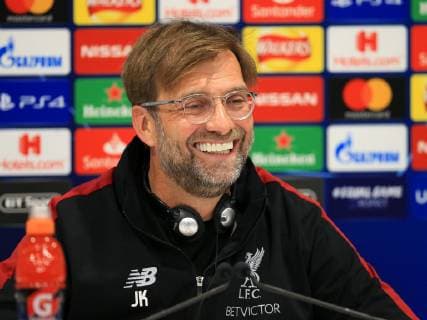 6th May 2019, Anfield, Liverpool, England; UEFA Champions League football, Liverpool versus Barcelona press conference PK Pressekonferenz Liverpool manager Jurgen Klopp answers a question about tomorrow night s match during the press conference  ActionPlus12131832 DavidxBlunsden