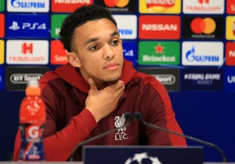 6th May 2019, Anfield, Liverpool, England; UEFA Champions League football, Liverpool versus Barcelona press conference PK Pressekonferenz Trent Alexander-Arnold of Liverpool answers a question about tomorrow night s match during the press conference  ActionPlus12131834 DavidxBlunsden