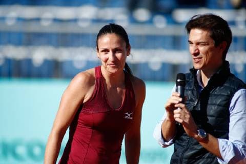 May 6, 2019 - Madrid, MADRID, SPAIN - Arantxa Parra Santonja (ESP) receives honors for retiring from professional tennis during the Mutua Madrid Open 2019 ATP Tennis Herren Masters 1000 and WTA Tennis Damen Premier) tenis tournament at Caja Magica in Madrid, Spain, on May 06, 2019. Tennis: Mutua Madrid Open 2019, Day 4 - ZUMAa181 20190506_zaa_a181_233 Copyright: xAFP7x