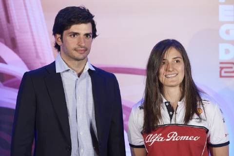 May 6, 2019 - Madrid, Madrid, Spain - Carlos Sainz Jr., Tatiana Calderon attends F1 Emirates Spain Grand Prix 2019 presentation at Orbit Parking on May 6, 2019 in Madrid, Madrid F1 Emirates Spain Grand Prix 2019 presentation  - ZUMAg15_ 20190506_zaf_g15_014 Copyright: xJackxAbuinx