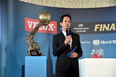 Moderator Thomas Schöneich on 07 05 2019 in Cologne at the drawing of the semi-final opponents of the VELUX EHF Champions League FINAL4 2019 the season highlight of the European top handball which takes place on 01 and 02 June 2019 in Kökn