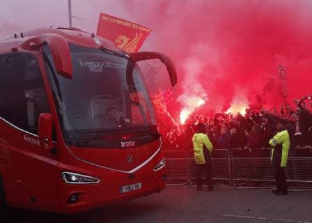 Liverpool fans before kick off during the UEFA Champions League match at Anfield, Liverpool. Picture date: 7th May 2019. Picture credit should read: Darren Staples Sportimage EDITORIAL USE ONLY. No use with unauthorised audio, video, data, fixture lists, club league logos or live services. Online in-match use limited to 120 images, no video emulation. No use in betting, games or single club league player publications. SPI-0072-0014