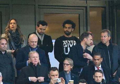 7th May 2019, Anfield, Liverpool, England; UEFA Champions League football, semi final second leg, Liverpool versus FC Barcelona Barca The injured Mohamed Salah of Liverpool looks on from an upper tier of the main stand as the match kicks off  ActionPlus12132150 DavidxBlunsden