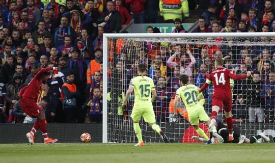 Liverpool s Divock Origi scoring his sides opening goal during the UEFA Champions League match at Anfield, Liverpool. Picture date: 7th May 2019. Picture credit should read: Darren Staples Sportimage EDITORIAL USE ONLY. No use with unauthorised audio, video, data, fixture lists, club league logos or live services. Online in-match use limited to 120 images, no video emulation. No use in betting, games or single club league player publications. SPI-0072-0025