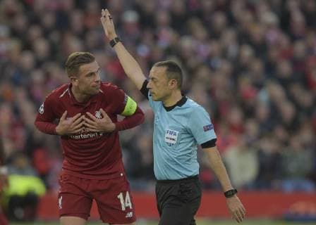 Liverpool United Kingdom 07 05 2019 UEFA Champions League 2018 19 Season Semifinal 2 Round FC Liverpool FC Barcelona Jordan Henderson Liverpool gestures DeFodi056