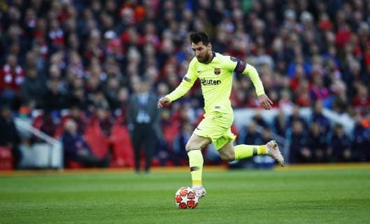 Football - 2018 2019 UEFA Champions League - Semi-Final, Second Leg: Liverpool (0) vs. Barcelona (3) Lionel Messi of Barcelona at Anfield. COLORSPORT LYNNE CAMERON 