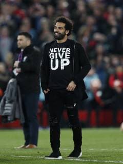 Liverpool s Mo Salah celebrates at the final whistle during the UEFA Champions League match at Anfield, Liverpool. Picture date: 7th May 2019. Picture credit should read: Darren Staples Sportimage EDITORIAL USE ONLY. No use with unauthorised audio, video, data, fixture lists, club league logos or live services. Online in-match use limited to 120 images, no video emulation. No use in betting, games or single club league player publications. SPI-0072-0076