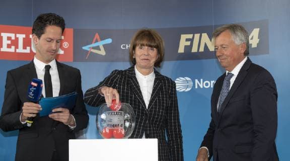 EHF Final 4 Handball Flora Cologne Germany Date 07 05 2019 From left Thomas Schöneich Lord Mayor Henriette Reker Michael Wiederer