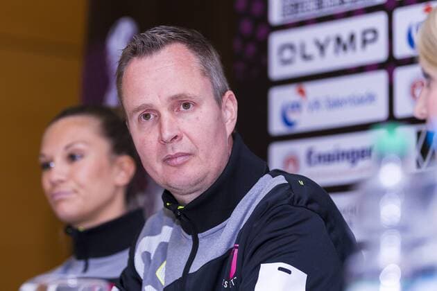 Stuttgart Germany 07 May 2019 HBF Final 4 Press Conference Trainer Andre Fuhr Tus Metzingen Stuttgart Porsche Arena Baden Württemberg Germany