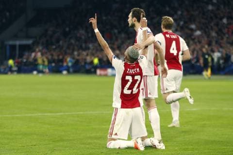 AMSTERDAM, 08-05-2019 Stadium Johan CruyffArena, Season 2018 2019 Champions League semi final second leg. Hakim Ziyech scores 2-0 during the game Ajax - Tottenham Hotspur Ajax - Tottenham Hotspur  x3350441x Copyright: