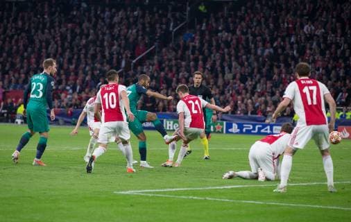 Lucas of Spurs scores his 2nd goal during the UEFA Champions League Semi-Final 2nd leg match between Ajax and Tottenham Hotspur at Johan Cruyff Arena, ArenA Boulevard 1, 1101 AX Amsterdam, Netherlands on 8 May 2019. Copyright: xAndyxRowlandx PMI-2814-0034