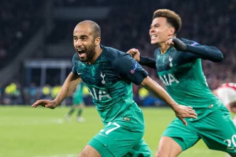 Lucas Moura of Tottenham Hotspur during the UEFA Champions League semi final match Ajax Amsterdam and Tottenham Hotspur FC at the Johan Cruijff Arena on May 08, 2019 in Amsterdam, The Netherlands UEFA Champions League 2018 2019 xVIxVIxImagesx xGerritxvanxKeulenxIVx 14403482