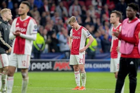 AMSTERDAM, 08-05-2019 Stadium Johan CruyffArena, Season 2018 2019 Champions League semi final second leg. Ajax player Matthijs de Ligt defeated after the game Ajax - Tottenham Hotspur . Ajax - Tottenham Hotspur  x3350797x Copyright: