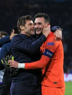 Spurs Manager Mauricio Pochettino & Goalkeeper Hugo Lloris of Spurs during the UEFA Champions League Semi-Final 2nd leg match between Ajax and Tottenham Hotspur at Johan Cruyff Arena, ArenA Boulevard 1, 1101 AX Amsterdam, Netherlands on 8 May 2019. Copyright: xAndyxRowlandx PMI-2814-0035