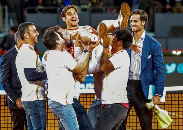 Spanish tennis player David Ferrer after being defeated by German Alexander Zverev during their Mutua Madrid Open s tournament round of 16 game at Caja Magica tennis complex, in Madrid, Spain, 08 May 2019. Mutua Madrid Open tournament !ACHTUNG: NUR REDAKTIONELLE NUTZUNG!  Copyright: xJuanJoxMartinx GRAF6475 20190509-636929605807783245