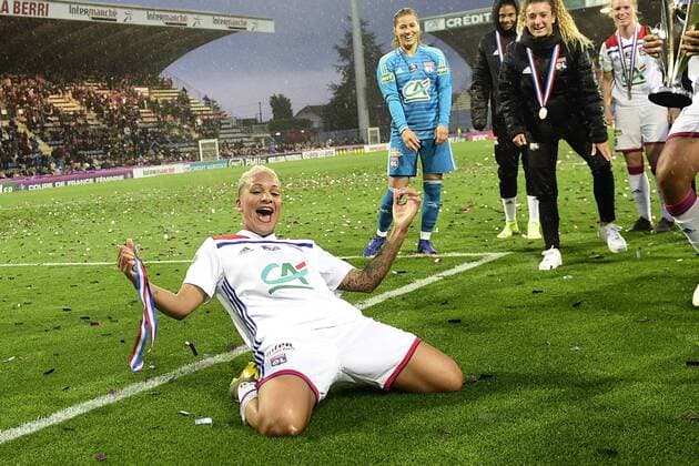 Joie des joueuses de Lyon Shanice Van De Sanden (Lyon) FOOTBALL : Losc vs Lyon - Finale de la coupe de France Feminine - Chateauroux - 08 05 2019 JBAutissier Panoramic 