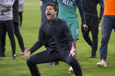 POCHETTINO Mauricio coach team Tottenham cheers after the victory with his team UEFA Champions League season 2019 semifinal match Ajax Amsterdam Tottenham 2 3 on 08 May 2019 at the Johan Cruyff Arena Tottenham rejoices with his team