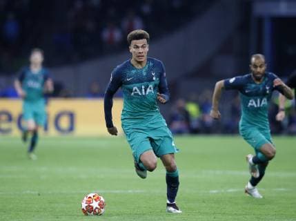 Tottenham s Dele Alli in action during the UEFA Champions League match at the Johan Cruyff Arena, Amsterdam. Picture date: 8th May 2019. Picture credit should read: David Klein Sportimage EDITORIAL USE ONLY. No use with unauthorised audio, video, data, fixture lists, club league logos or live services. Online in-match use limited to 120 images, no video emulation. No use in betting, games or single club league player publications. SPI-0075-0184