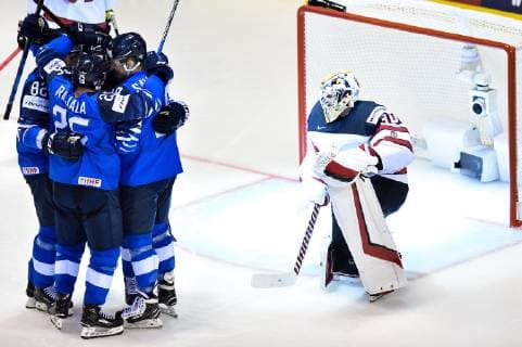 (190511) -- KOSICE, May 11, 2019 -- Players of Finland celebrate during the 2019 IIHF Ice hockey Eishockey World Championship WM Weltmeisterschaft group A game between Finland and Canada at Steel Arena in Kosice, Slovakia, on May 10, 2019. Finland won 3-1. ) (SP)SLOVAKIA-KOSICE-ICE HOCKEY-IIHF-WORLD CHAMPIONSHIP-GROUP A LukaszxLaskowski 