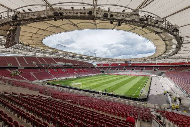 The Mercedes Benz Arena before the game GER VFB Stuttgart vs. VFL Wolfsburg Football 1 Bundesliga 33 Matchday 2018 2019 10 05 2019 DFL regulations prohibit any use of photographs as image sequences and or quasi video GER VFB Stuttgart vs. VFL Wolfsburg Football 1 Bundesliga 33 Matchday 2018 2019 10 05 2019 Stuttgart Copyright: xEibner-Pressefoto SaschaxWaltherx EP_eer