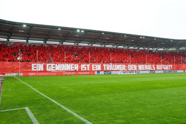 choreography hall fans Hallescher FC vs Eintracht Braunschweig DFL DFB REGULATIONS PROHIBIT ANY USE OF PHOTOGRAPHS as IMAGE SEQUENCES and or QUASI VIDEO Hallescher FC vs Eintracht Braunschweig Football 3 League Season 2018 2019 11 05 2019 hall Copyright: xMichaelxTaegerx Eibner-Pressefotox EP_mtr