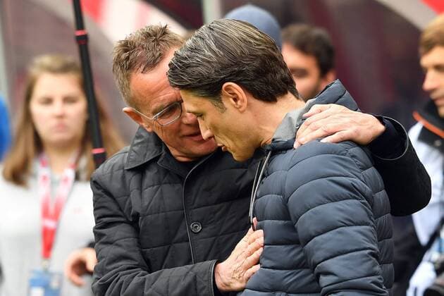 Ralf RANGNICK Trainer L greets Niko KOVAC Coach Bayern Muenchen Football 1 Bundesliga 33 Matchday Matchday33 RB Leipzig L FC Bayern Muenchen M on 11 05 2019 in LEIPZIG R E D B U L L A R E N A DFL REGULATIONS PROHIBIT ANY USE OF PHOTOGRAPHS AS IMAGE SEQUENCES AND OR QUASI VIDEO