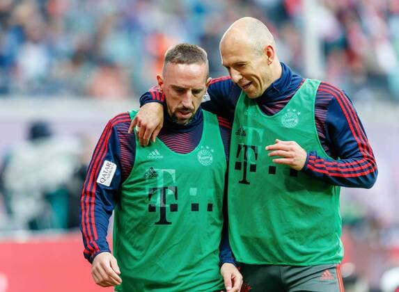 Leipzig Germany 11 05 2019 1 Bundesliga 33 Matchday RB Leipzig FC Bayern Muenchen Franck Ribery FCB and Arjen Robben FCB discussion DeFodi048