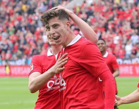 Bayer 04 Leverkusen - FC Schalke 04 11.05.2019. Jubel Kai Havertz (LEV) nach dem 1:0. DFL REGULATIONS PROHIBIT ANY USE OF PHOTOGRAPHS AS IMAGE SEQUENCES AND OR QUASI-VIDEO *** Bayer 04 Leverkusen FC Schalke 04 11 05 2019 Cheers Kai Havertz LEV after the 1 0 DFL REGULATIONS PROHIBIT ANY USE OF PHOTOGRAPHS AS IMAGE SEQUENCES AND OR QUASI VIDEO HM