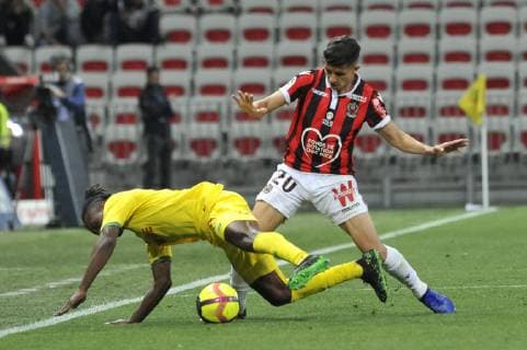 Youcef Atal (OGC Nice) - Charles Blonda Traore (FC Nantes) FOOTBALL : OGC Nice vs FC Nantes - Ligue 1 conforama - Nice - 11 05 2019 NorbertScanella Panoramic 