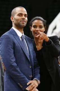 Tony Parker ( President LDLC ASVEL) et Marie Sophie Obama ( Presidente deleguee LDLC ASVEL ) BASKET : Finale Pros Masculins - Le Mans vs ASVEL - 11 05 2019 GwendolineLeGoff Panoramic 