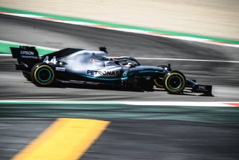 May 12, 2019 - Barcelona, Catalonia, Spain - LEWIS HAMILTON (GBR) from team Mercedes drives in his W10 during the Spanish GP at Circuit de Catalunya F1 2019: Spanish Grand Prix - ZUMAo105 20190512_zap_o105_002 Copyright: xMatthiasxOesterlex