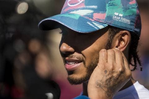 May 12, 2019 - Montmelo, Spain - LEWIS HAMILTON of Mercedes AMG Petronas Motorsport talks to the media after the Formula 1 Spanish Grand Prix at Circuit de Barcelona-Catalunya in Montmelo, Spain. 2019 Formula 1 Spanish Grand Prix - Hamilton wins - ZUMAg147 20190512_zap_g147_028 Copyright: xJamesxGasperottix