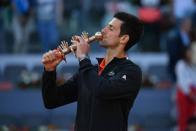 Sport Themen der Woche KW19 Sport Bilder des Tages Novak Djokovic (Ser) defeated Stefanos Tsitsipas (Gre) 6 3, 6 4 TENNIS : Mutua Madrid Open - 12 05 2019 AntoineCouvercelle Panoramic 