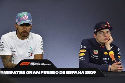 Motorsports: FIA Formula One World Championship WM Weltmeisterschaft 2019, Grand Prix of Spain, 44 Lewis Hamilton (GBR, Mercedes AMG Petronas Motorsport), 33 Max Verstappen (NLD, Aston Martin Red Bull Racing), Barcelona Spain