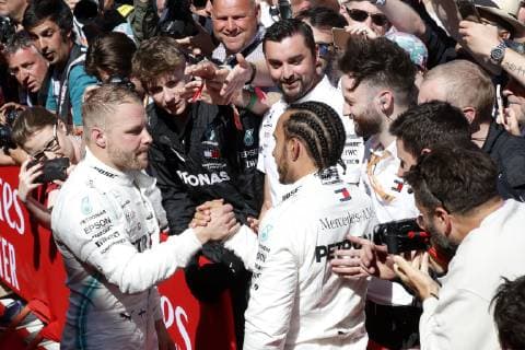 Motorsports: FIA Formula One World Championship WM Weltmeisterschaft 2019, Grand Prix of Spain, 77 Valtteri Bottas (FIN, Mercedes AMG Petronas Motorsport), 44 Lewis Hamilton (GBR, Mercedes AMG Petronas Motorsport), Barcelona Spain