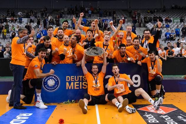 12 05 2019 ZF Arena Friedrichshafen Volleyball Bundesliga Men Men Men Play offs Final 5 Game VfB Friedrichshafen vs Berlin Recycling Volleys German Champion 2019 Berlin Recycling Volleys