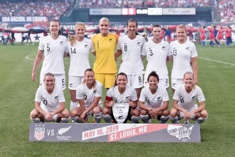 May 16, 2019: The New Zealand starting eleven pose for a photo during the send off series as the United States Women s Ntional Team hosted New Zealand at Busch Stadium in St. Louis City, MO Ulreich CSM Soccer 2019: USWNT vs New Zealand May 16 - ZUMAc04_ 20190516_zaf_c04_062 Copyright: xRichardxUlreichx